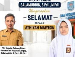 KACABDIN LANGSA SALAMUDDIN, S.Pd.I., M.Pd.I UCAPKAN SELAMAT KEPADA ATHIYAH MAIYEGA JADI PASKIBRAKA ACEH