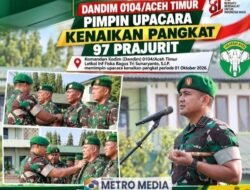Dandim 0104/Aceh Timur Pimpin Upacara Kenaikan Pangkat 97 Prajurit,