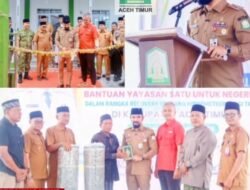 Bupati Aceh Timur Resmikan Meunasah Amaliah dan Terima Bantuan TV One Bersama Yayasan Satu Untuk Negeri