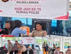 Sambut Hari Jadi Humas Polri ke-75, Polres Langsa Menggelar Bakti kesehatan Berupa Donor Darah